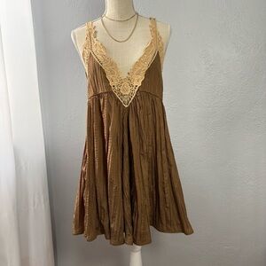 Free People Brown Lace Mini Dress